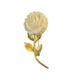 Vintage 12K GF Carved Rose Flower Pin Brooch